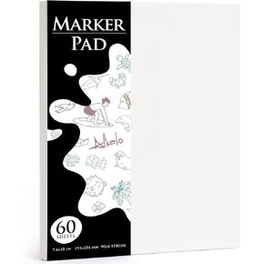 Sketchbook Marker Paper Pad, 90LB/150GSM Thick Sketch Book, 60 Sheets/120 Pages Spiral Bound, Sketch Book for Alcohol Markers, Acrylic Marker, Charcoal Pencil, Ink Pens, Colored Pencil, Oil Pastel