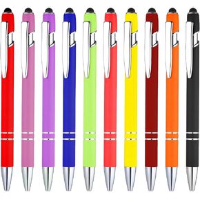 Funny Pens, 10PCS 1mm Pens Fine Point Smooth Writing Pens, Inspirational Pens Ballpoint with Screens Touch Stylus Tips, Nice Pens Gift Office Desk Accessories, Motivational Black Ink Pens(10 Color)