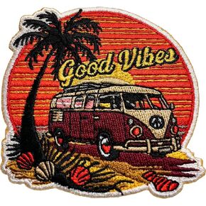 Travel Van Iron On Patch - Embroidered Camping Outdoor Travel Adventure Traveler Applique Appliques Iron On Sew On Patches for Holes, Clothing, Jeans, Hat, Backpacks, Clothes, Hats, Jackets (3")
