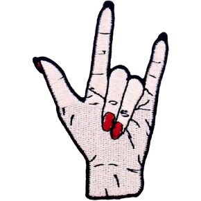 I Love You Hand Symbol Funny Biker Patch Embroidered Badge Iron On Sew On Emblem