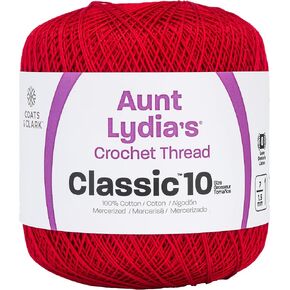 Red Heart 154-494 Crochet, Cotton Classic Size 10, Victory Red
