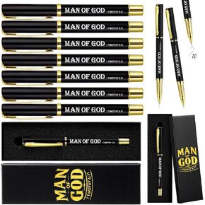 10 Sets Man of God Pens with Pen Boxes Bible Verse Ballpoint Pens Christian Pens Religious Pen Box for Church Men Dad Scripture Pastors Appreciation Gifts