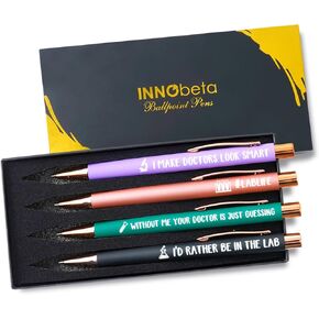 InnoBeta Lab Week Gifts Ballpoint Pen Set of 4 with Quotes, Fuuny Pens Gifts