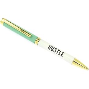 Graphique "Hustle" Fashion Pen, 5.5" Refillable Black Ink Ballpoint Pen w/ Gold Finish, “Hustle" Message & Matching Gift Box, Makes a Beautiful, Unique Gift