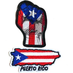 Puerto Rico Flag Fist Iron-On Patch and Puerto Rico Island Shape Patch – Clothing Accessories – Boricua Power Design