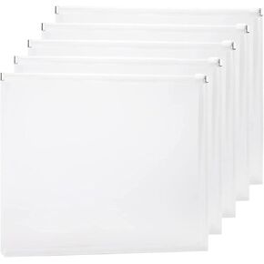 Plastic Envelopes, TIENO 5PCS Legal Size Clear Poly Zip Envelope with Zipper, Expanding Plastic Zip Envelopes for Home Office School (5pcs White)