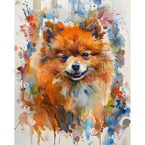 ZUVRDIAI Paint by Numbers for Adults, Animal Pomeranian Dog, Acrylic Oil Painting by Numbers Kits for Beginner Art Crafts Canvas for Home Decor, 40x50cm