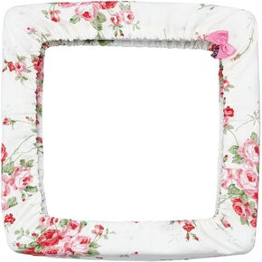 BENECREAT 8x8 Inch Grime Guard Cross Stitch Embroidery Hoop Cover, Beige Q-snap Frame Cover with Rose, Storage Ideas Cover Embroidery Kit with Random Charms for Nurge, Cross Stitch
