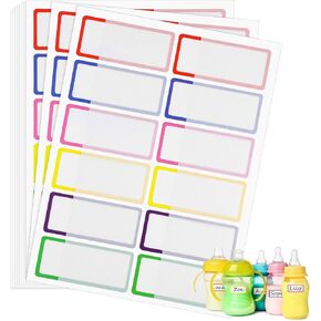 120 Pcs Baby Bottle Labels for Daycare, Waterproof School Name Labels Stickers Self-Laminating Multipurpose Write-On Name Labels for Kids Sippy Cup Water Bottle Lunch Box