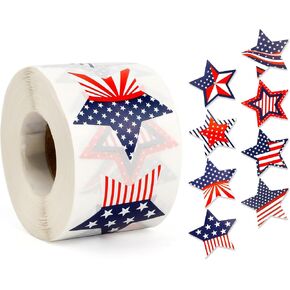 Patriotic Stickers, 4th of July Stickers, 500 Pcs 1.5Inch American Flag Sticker, Fourth of July Stickers, Seal-Adhesive Label Star Stickers for Memorial Day Independence Day Reward Invelope Card Gift