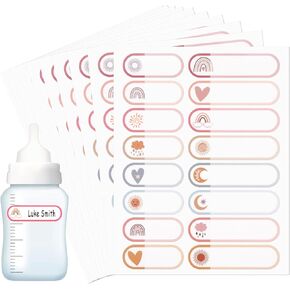 160PCS Waterproof Name Labels for Kids, Baby Bottle Labels for Daycare Essentials Self-Laminating Dishwasher Safe Personalized Name Stickers Tags for School Supplies Water Bottle Sippy Cup Lunch Box