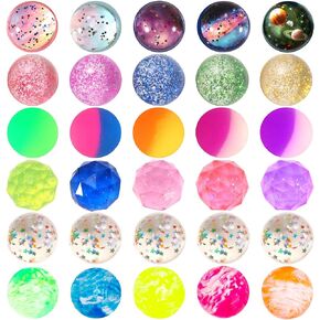 Pllieay 15PCS Bouncy Balls for Kids with Storage Bag, 5 Styles 32mm Bounce Balls for Kids Birthday Party Favors, Goodie Bag Fillers