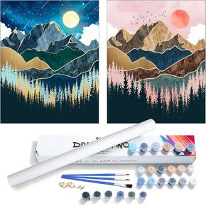 Uspring Paint by Numbers Kit for Adults Beginners, Mountain Adult Paint by Number Kits on Canvas Without Frame, Acrylic Number Painting for Adults Set (12x16inches)