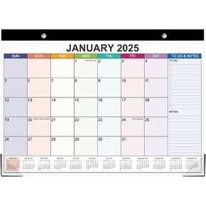 2025 Desk Calendar -12 Months Calendar from January 2025 - December 2025, 17" x 12" Desk Calendar with to-do List, Colorful