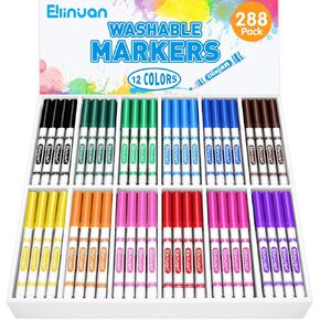 288 Count Washable Markers for Kids, Bulk Markers for Classroom, Fine Line Coloring Markers with Conical Tip, Back to School Supplies, Classroom Must Haves, 12 Assorted Colors