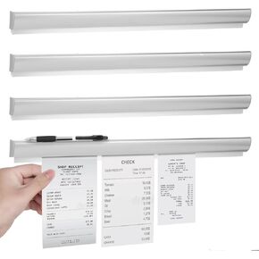 4 Pcs Ticket Holder for Restaurant, 16 Inch Restaurant Order Ticket Holder No Drill, Ticket Check Rack Restaurant Order Receipt Holder Ticket Rail Display Slide Ticket Rack for Kitchen Cafes Pubs Bars