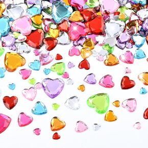 NACHLYNN 600 Pcs Acrylic Heart Rhinestone 6-18 mm Valentines Heart Gems Multi Color Flat Back Heart Rhinestones for Wedding Table Decoration Jewelry DIY Craft Making
