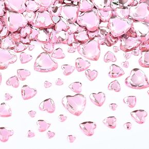 Nachlynn 600 PCS Acrylic Heart Rhinestone 6-18 MM عيد الحب بالأحجار الكريمة متعددة الألوان مسطحة القلب من أحجار القلب لزفاف الجدول الزفاف مجوهرات DIY Craft
