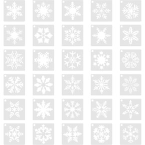 30 Pcs Christmas Snowflake Stencils Template, Winter Snow Window Template Xmas Snowflake Stencils for Painting Drawing Spraying on Wood Glass Wall Door Card Snow Flake DIY Craft
