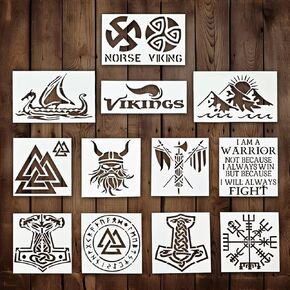 Viking Stencil | Fantasy Aztec Awesome Viking Set Multipack Stencils for Painting on Wood, Glass, Wall, Rock, Fabric, Walls, Canvas, Glassware | Vikings Stencil