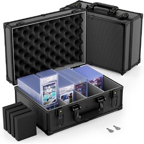 Vitula Graded Cards Storage Box Fits for 550 TopLoaders or 100+ PSA Slabs or120 Magnetic Card Holders, Lockable Trading Card Storage Box Fits for Top Loaders, or Graded Slabs, L