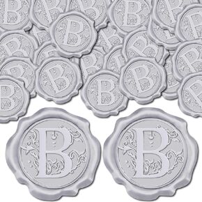CRASPIRE 50PCS LETTER B WAX SEAL Sticker Alphabet Silver Vintage ORINAL SELF REAKERSIVE SEAL ملصقات ختم الملصقات لدعوات المظروف بطاقات عيد ميلاد الزفاف