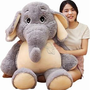 Giant Elephant Stuffed Animal 39'',Large Stuffed Elephant Plush Toy,Soft Huggable Elephant Plush Cute Elephant Plush Toy for Girls Boys Kids Babies,Gifts for Birthday Mother's Day Christmas