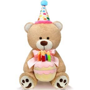 20 Plush Birthday Bear with Cake - Stuffed Animal Toy for Kids & Party Decor