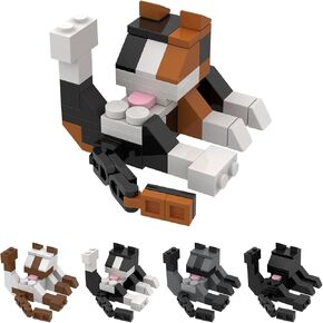 MOC Licking Butt Cat Building Block Set, Compatible with Lego 853792 Accessory, Black, Calico, Siamese Cow Cat, Funny Gift for Animal Lovers, Cat Lover for Adults (Cow)