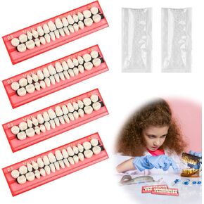 112 PCS زي أسنان وهمية فردية ، استبدال الأسنان المزيفة الفضفاضة لفئة الأزياء الحزب DIY المسرحية (4 مجموعة مع لصق 2)