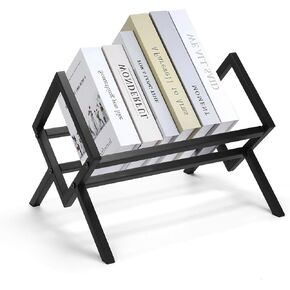 رف كتب سطح المكتب ، حامل سجل الفينيل 15.7 بوصة ، منظم كتب الطبخ المعدنية ، أقراص مضغوطة/مجلة/ملفات ، رف الكتب من الطاولة للشقق/المنازل/المكتب/غرف النوم