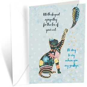 Prime Greetings Sympathy Card Loss of Cat, Made in America, Eco-Friendly, Thick Card Stock with Premium Envelope 5in x 7.75in, Packaged in Protective Mailer