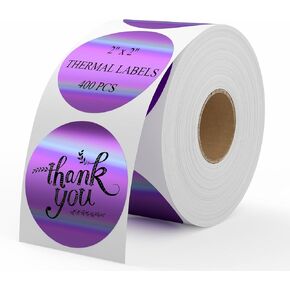 2.25 x 1.25 Inch Holographic Thermal Sticker Labels Purple, 500pcs Printable Rectangular Thermal Printer Stickers, Waterproof Self-Adhesive Thermal Labels for Small Business Logo/Barcode