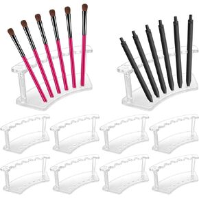 CYEAH 10 Pcs Acrylic Pen Display Stand, 6-Slots Plastic Pen Holder, Pen Display Stand Rack Eyebrow Pen Stand, Makeup Brush Rack Organizer for School Office Home Store