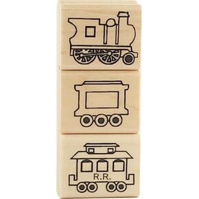 Stamps by Impression 3 Piece Train Set Rubber Stamps - 1.25" Blocks