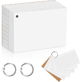 Ruled Flash Cards,500PCS Line Revision Cards, 3.5 x 5 in Index Cards,180GSM Heavy Index Note cards,White Record Cards for Student Essentials Learning Office Notecards Taking to do List Memo (White)