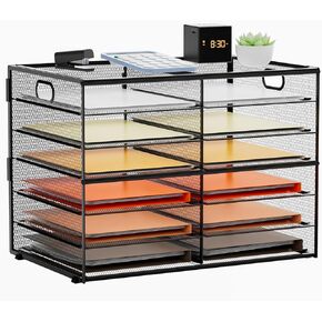 Marbrasse 5 Tier Desktop Literature Organizer, Mesh Paper Organizer Desk Organizers, File Sorter Mail Center Paper Storage Cabinet Classroom Keepers Mailbox for Office Home School, Black