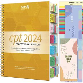 علامات تبويب فهرس تمت ترقيتها لـ CPT 2024 Professional Edition ، علامات تبويب CPT الكاملة ، مغلفة ، مشتركة بالألوان وطويلة الأمد ، مع أرقام الصفحات ودليل المحاذاة والمراقبة الملهمة (كتاب غير مدرج)