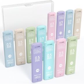 Four Candies 0.7mm Lead Refills in Case, Pack of 720 PCS Black HB #2 Break Resistant Mechanical Pencil Refills, 12 Tubes of 0.7 Lead, 60 Pieces per Tube in Kuwait