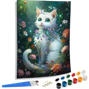 SKRYUIE Paint by Numbers Kits for Adults Cat, Acrylic Oil Animal Paint by Numbers for Adults Beginner Canvas with Brushes Paintwork Art Crafts for Home Decor 16x20 inch x19
