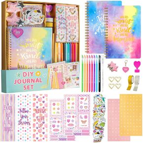 Journal Kit for Girls Ages 8-12, 2 Pack Scrapbook Diary Teen Birthday Gifts Notebook Stationary Set