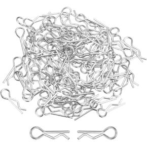 DMiotech 100Pcs Body Clips Bent, Silver Universal RC Body Clips R Pins RC Cars Parts Shell Replacement Parts for All 1/16 Scale RC Car,20mm/0.79"