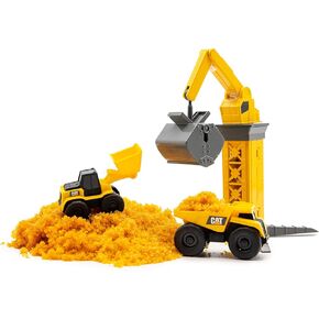 CAT Construction Toys Little Machines Ground Crew Playset with Insta-Dirt - Sensory Toys for Kids Ages 3 and Up - 15X Fast-Growing Dirt Compound & 2 Vehicles - Ideal Gift for Boys & Girls
