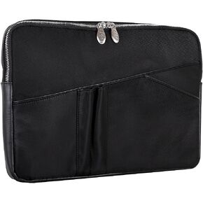 McKleinUSA N Series, Auburn, Nano Tech-Light Nylon with Leather Trim, 15" Nylon Laptop Sleeve with Leather Trim, Black (18325), One Size