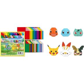 Pikachu 50 Colours مزدوج الوجه 100 ورقة ورقة اوريغامي القياسية و 24 ورقة مجموعة أوراق اوريغامي ، 6 × 6 في
