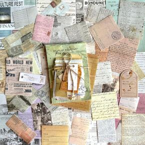 200 Sheets Vintage Newspaper Tickets Scrapbook Paper, Journaling Scrapbooking Supplies Craft Paper Posters Decoupage Paper Ephemera for Junk Journals Card Making Decorative Background