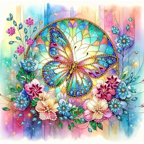 MEIYUDA Diamond Painting Kits for Adults Butterfly,5D DIY Flowers Special Shape Diamond Art Kits for Beginners,Crystal Diamond Painting for Home Wall Garden Decoration Gift 12×12inch,Crucifixion