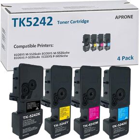 TK-5242 TK5242 Toner Cartridge Compatible for Kyocera TK-5242K TK-5242C TK-5242M TK-5242Y for ECOSYS P-5026cdw M-5526cdn P-5026cdn M-5526cdw (Black/Cyan/Magenta/Yellow,4-Pack)