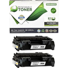 Renewable Toner Compatible MICR Toner Cartridge Replacement for HP 80A CF280A for HP LaserJet Pro 400 M401 M425 (Black, 2-Pack)