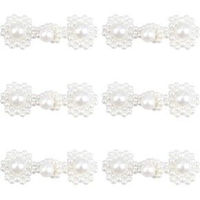 White Chinese Knots Frog Buttons, 6 Pairs Floral Pearl Frog Buttons Closure Knots Fasteners for Cheongsam Tang Suit Cardigan Sweater Cloak Coats